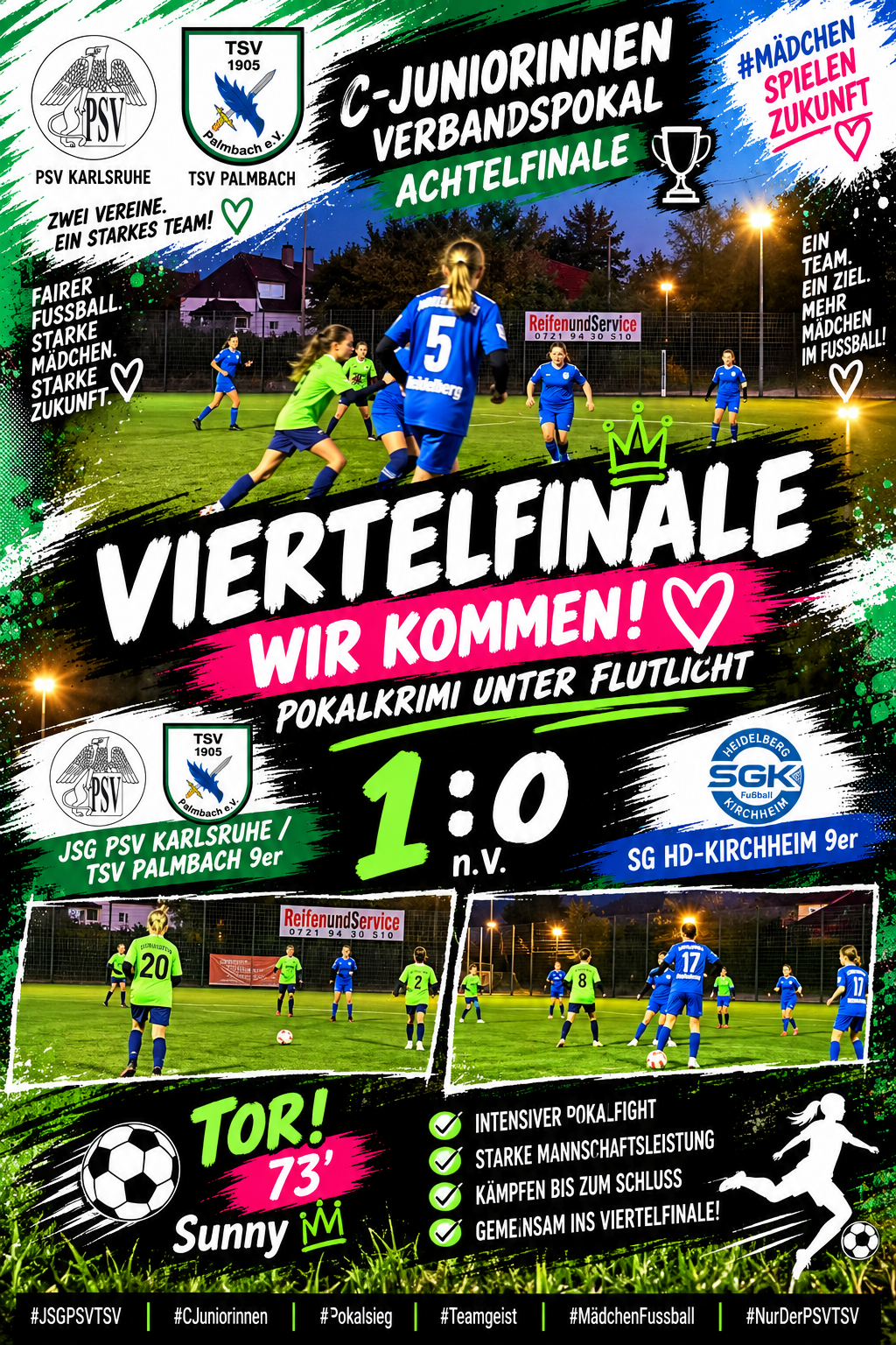 Pokalkrimi unter Flutlicht – TSV-Mädels kämpfen sich ins Viertelfinale! ⚽🏆