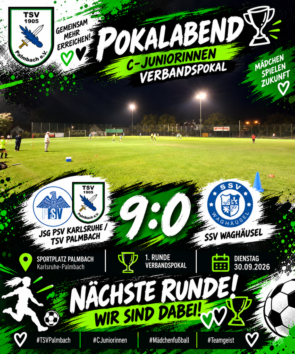 NÄCHSTE RUNDE – WIR SIND DABEI! 🏆💚🖤
